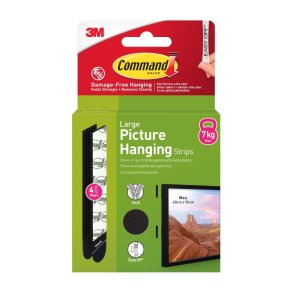 3M Command 4 s�t store strips til billedoph�ng - sort